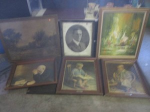 (CS) Assorted Vintage Framed Wall Decor 1 Canvas Painting (Far Right Top)