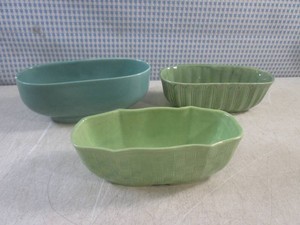 (EC1) 3 Vintage Oval Ceramic Bowls  Planters Haeger Shawnee USA 150