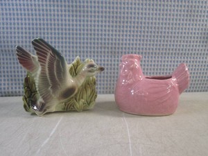 (CS) Vintage Ceramic Duck and Chicken Planters