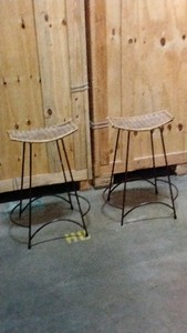two wicker patio chairs