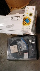 kitchen appliances and vinyl player