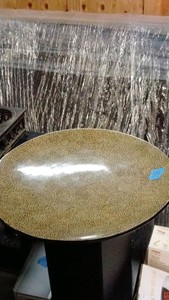 big black and yellow glass plate