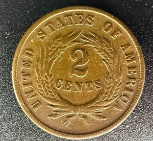 1869 US 2 Cents Coin VF
