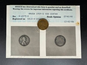 *** 1909S VDB Lincoln Cent EF-40 ANACS Certified ***