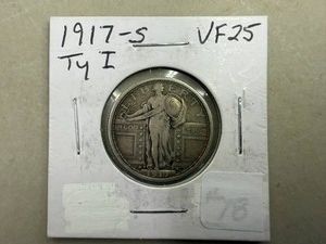 1917S Standing Liberty Quarter Type 1 VF25