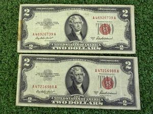 2 1953 A VF20 Red Seal $2 Bills