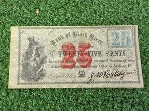 1862 25 Cent Fractional Obsolete Banknote Issued by the Bank of Black River Ludlow Vermont
