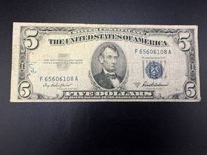 1953 A $5 Blue Seal Silver Certificate