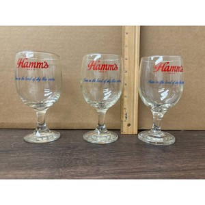Hamms BEER Clear Etched Glass Beer Glasses Set of 3 Stemware