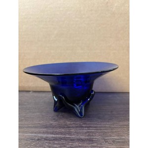 Cobalt Blue Glass Decorative Plate with Starfish Motif Centerpiece