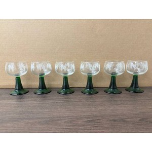 Vintage Luminarc Roemer Wine Glasses with Floral Etching, 6 pcs
