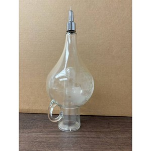 Vintage Etched Glass Teardrop Etched Wine Decanter Aerator Dispenser with Metal Stopper and Handle