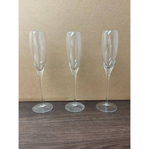 Clear Crystal Champagne Flutes Set of 3 Tall Stemware