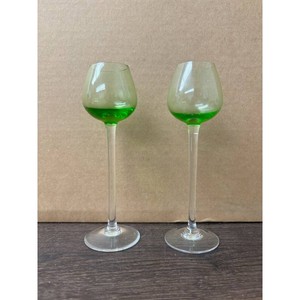 Pale Green Glass Wine Glasses Pair � Stemmed, Decorative Drinkware
