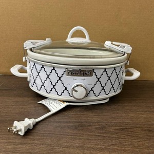 Crockpot White Electric Slow Cooker Crockpot with Glass Lid