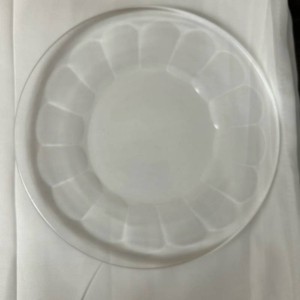 Set of 6 Clear Glass Round 8 Plates with Frosted Petal Rim