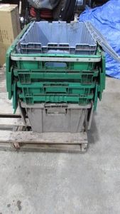 (6) Plastic Totes with Closing Lids
