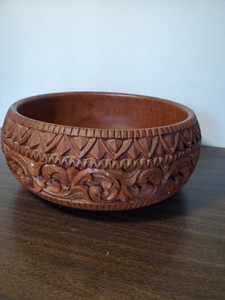 Vintage Wooden Handcrafted, Carved Bowl