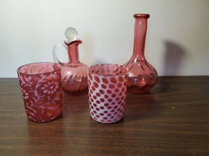 Gorgeous Cranberry Fenton Lot tumblers coin dot don�t miss this Lot