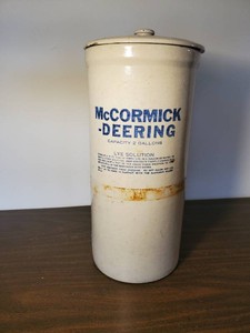 Antique MccCormick Deering 2 Gallon Crock With Lid