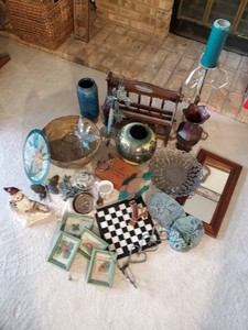 Large Lot of Misc Dcor,  Mirror, Large Beautiful Asian Vase, candle holder and More