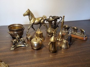 Brass Lot of Figurines and Bells