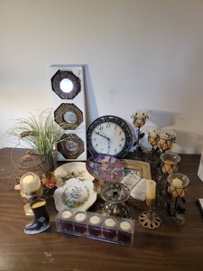 Misc lot of Home Dcor.  This is my house Plate, Candles Clock And More