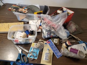 Lot of Sewing Item Pins, Needles, Thread Buttons and More