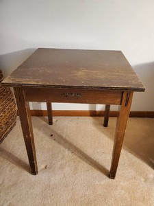 Nice vintage Wood Turn Top Table  Great for Scrabble or other games
