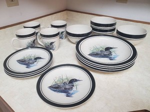 Beautiful Stonecraft, Loon Lake by Scotty Z Dishware Set with Coffee Cups