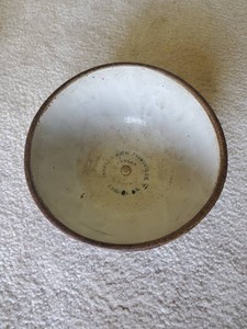 Antique Dunlap Pottery Stoneware Bowl Advertising Chicago Metal Products