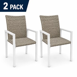 NEW 10 Outdoor Wicker Patio Dining Chairs - 5 Sets of 2 - White & Gray