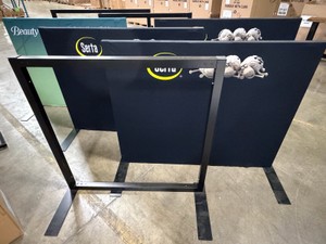 Lot of 7 Serta & BeautySleep Mattress Showroom Display Headboards with Metal Stands