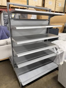 Commercial Double-Sided Metal Gondola Retail Display Shelving Rack 48 x 51 x 73