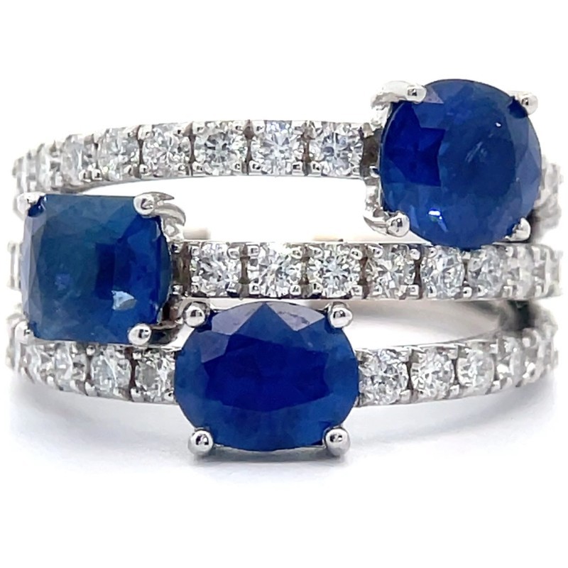3.62 Carat Natural Blue Sapphire & 1.49 Carat Diamond 14K White Gold Ring $22,590 Appraisal Included VIDEO