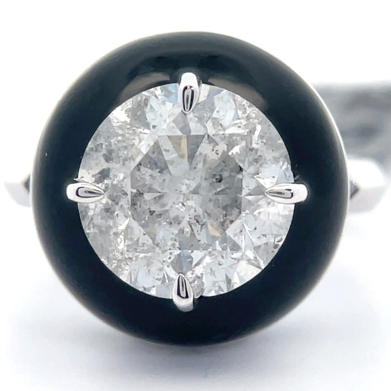 Oscar Friedman 4.95 Carat Natural Diamond & Black Enamel Ring in Platinum $47,427 Appraisal VIDEO
