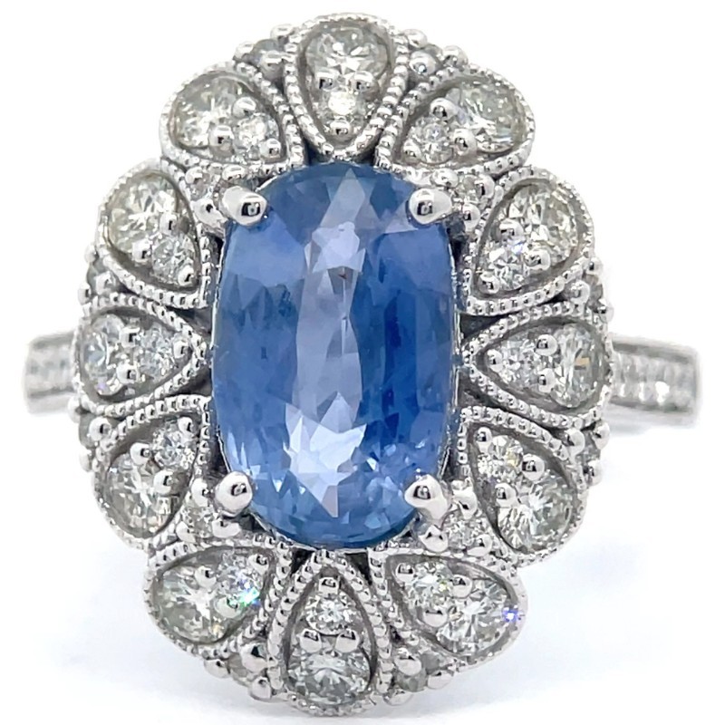 GIA Certified 3.52 Carat Unheated Sri Lanka Natural Blue Sapphire & 0.91 Carat Natural Diamond Ring in Platinum $27,360 Appraisal VIDEO