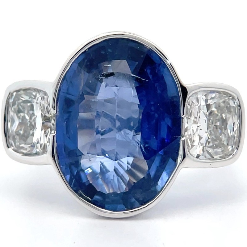 7.45 Carat Natural Blue Sapphire & 1.84 Carat Natural Diamond Platinum Ring w 3 GIA Reports $62,740 Appraisal VIDEO