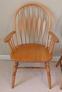 ML - Wood Armchairs - Windsor-Style Bow-Back Pair
