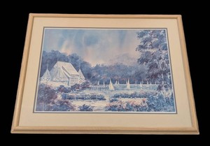 LL - Signed Numbered Art Print On the Lake - Lou Roman Lakeside Scene