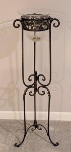 LL - Candleholder - Tall Scrollwork Iron Stand With Glass Bowl