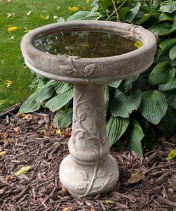 BY - Garden Birdbath - Leaf Relief Pedestal