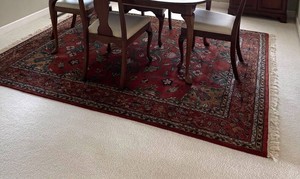 Oriental-Style Floral Area Rug - Red 8 X 10