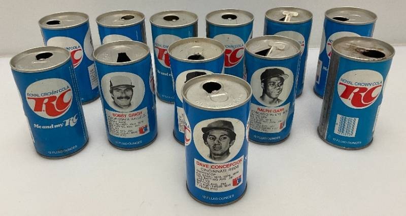 Collectible 1970s RC Cola Baseball Stars Pop Top Tin Cans