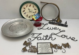 Misc. Home Dcor Items Including Audubon Wall Clock With Bird Sounds And More