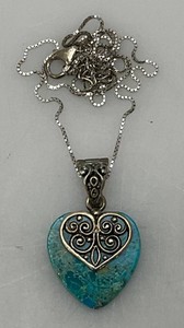 925 Marked Heart Shaped Necklace 9.12 Grams Overall