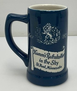 Vintage Collectible Hamms Blue Beer Mug 6