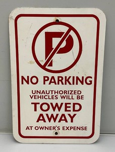 Vintage 12 x 18 Aluminum No Parking Sign