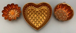 Set Of Vintage Copper Jello Molds One  10 12 x 10 12 , 2 6 34
