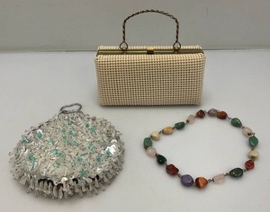 Two Vintage Style Cluch Purses And Stone Necklace